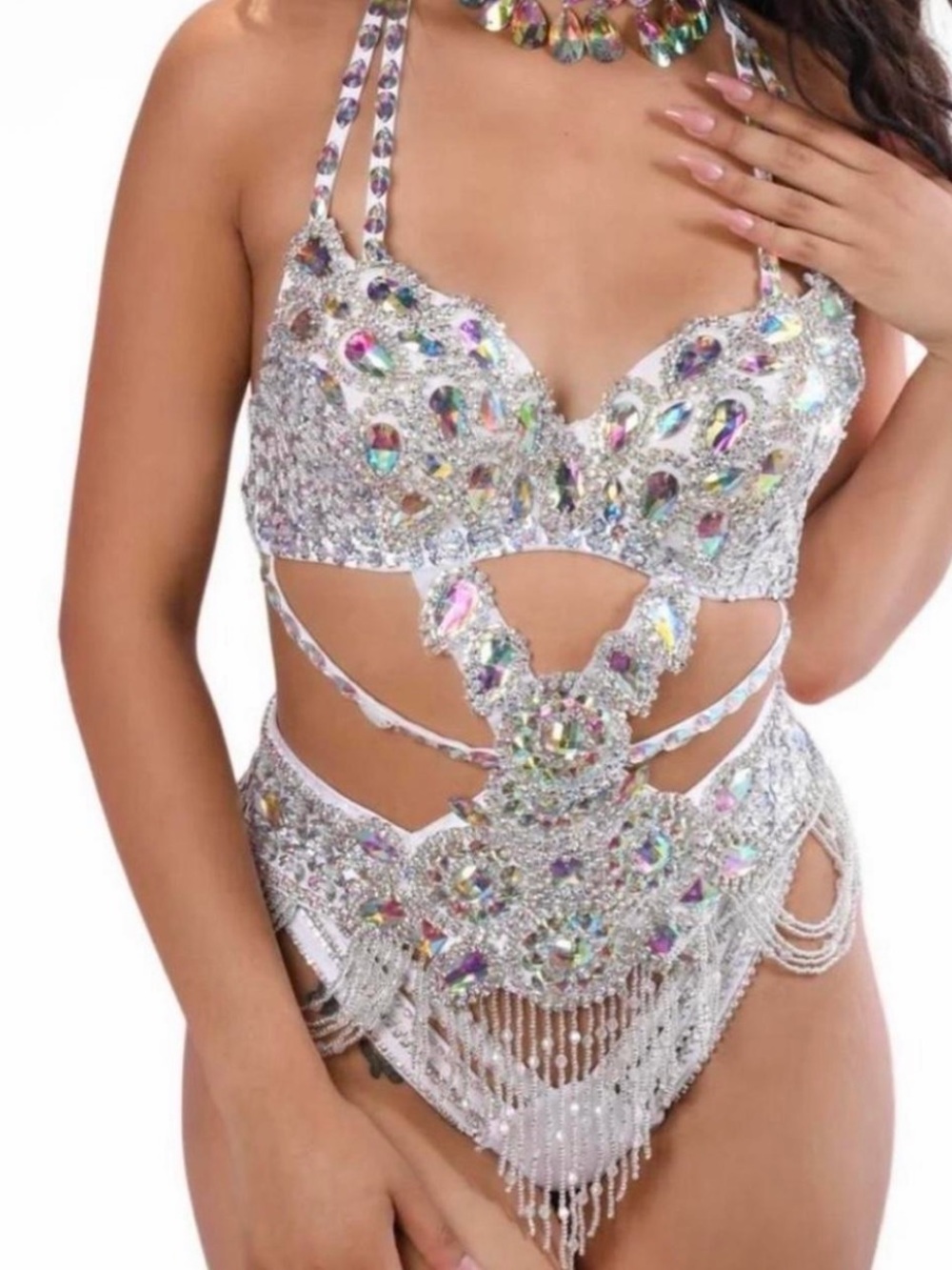 Rhinestone Lumi shop rave set, NWT